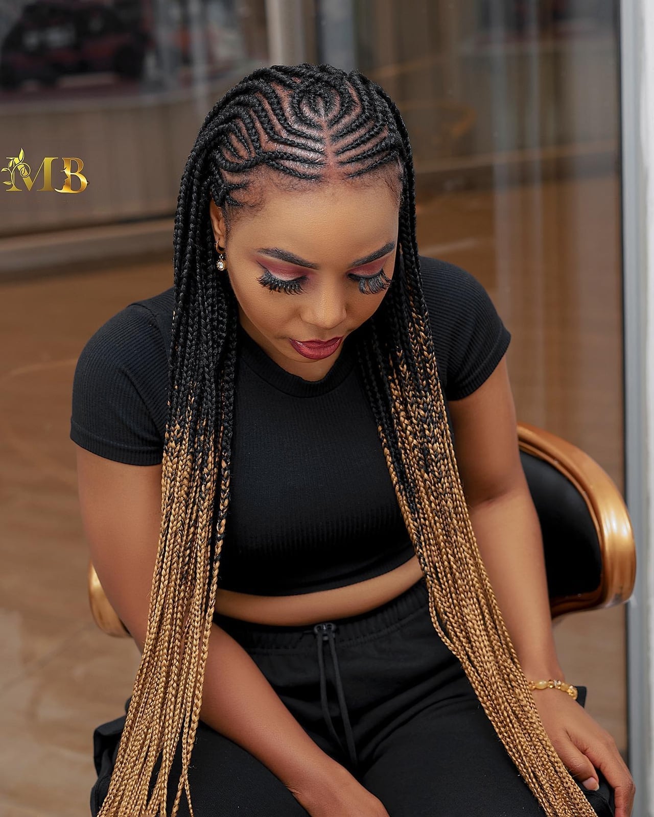 Mid-Back Braids With Black And Blonde Ombre, Straight — Simple Tribal Braids Hairstyles