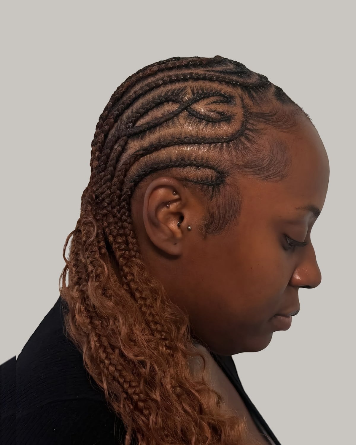 Mid-Back Wavy Braids With Ombre Ends, Side — Simple Tribal Braids Hairstyles