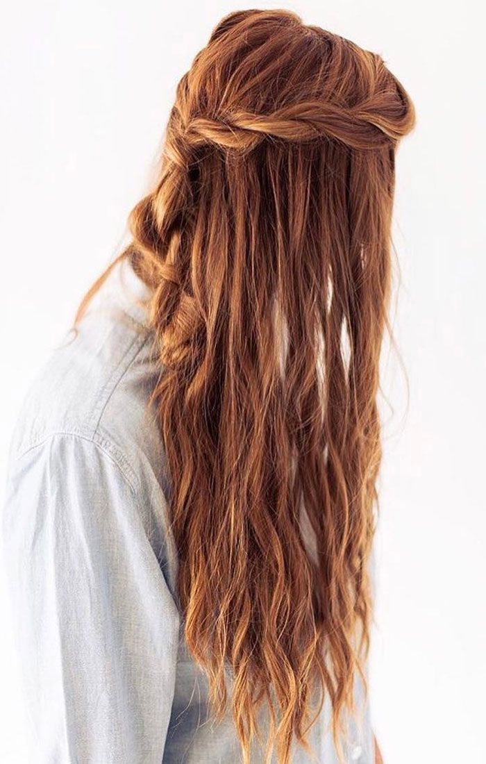 Auburn Half Up Half Down Braided Crown — Simple Twisted Styles