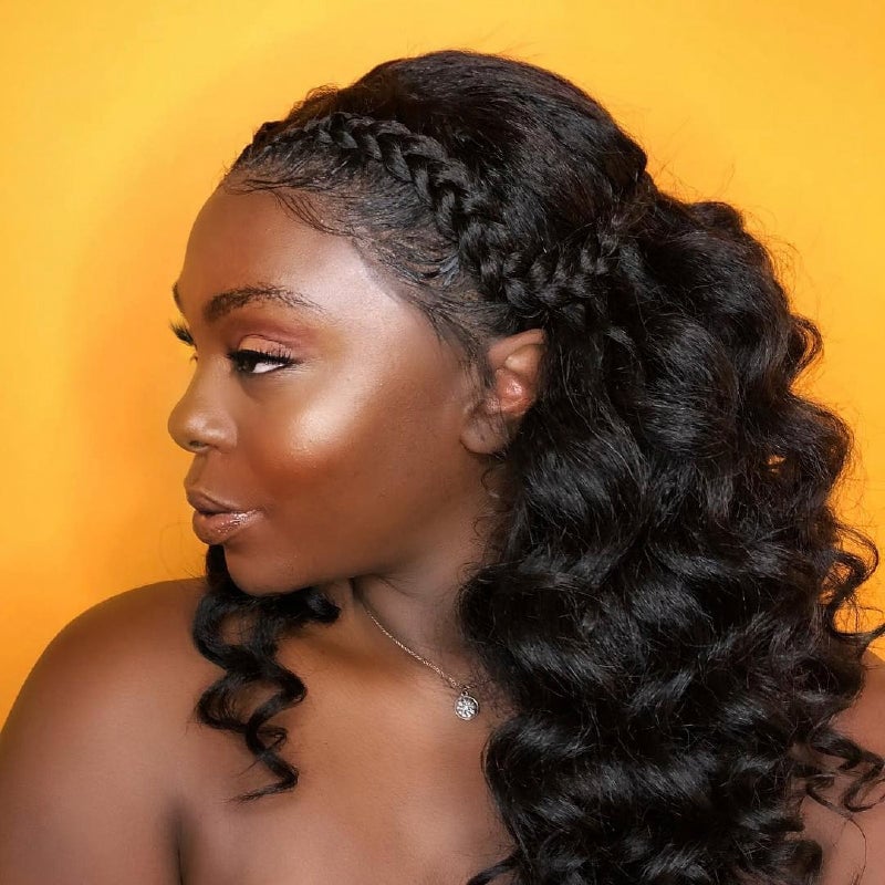 Black Half Up Half Down With Braided Sections — Simple Twisted Styles