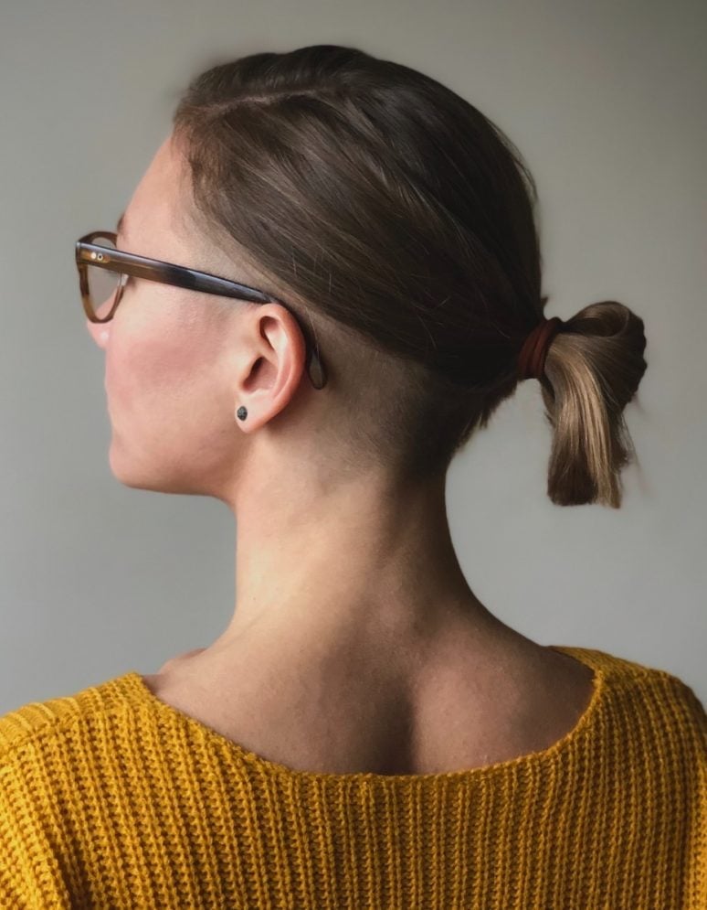 Medium Brown Bun With Clean Nape Undercut — Simple Undercut Hairstyles