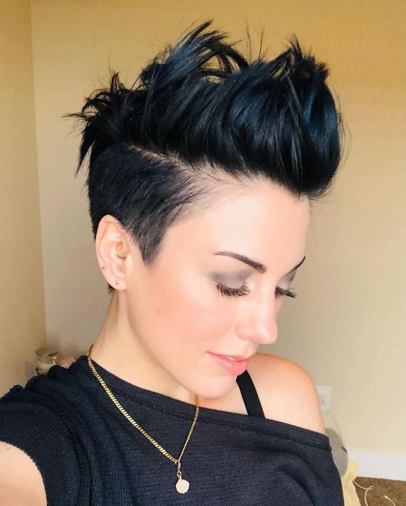 Black Undercut Pixie With Spiky Top — Simple Undercut Hairstyles