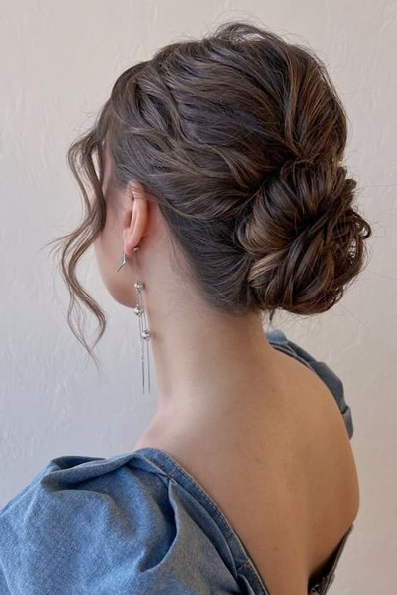 Elegant Dark Brown Updo With Face-Framing Curls Elegant Dark Brown Updo With Face-Framing Curls — Simple Updo Hair