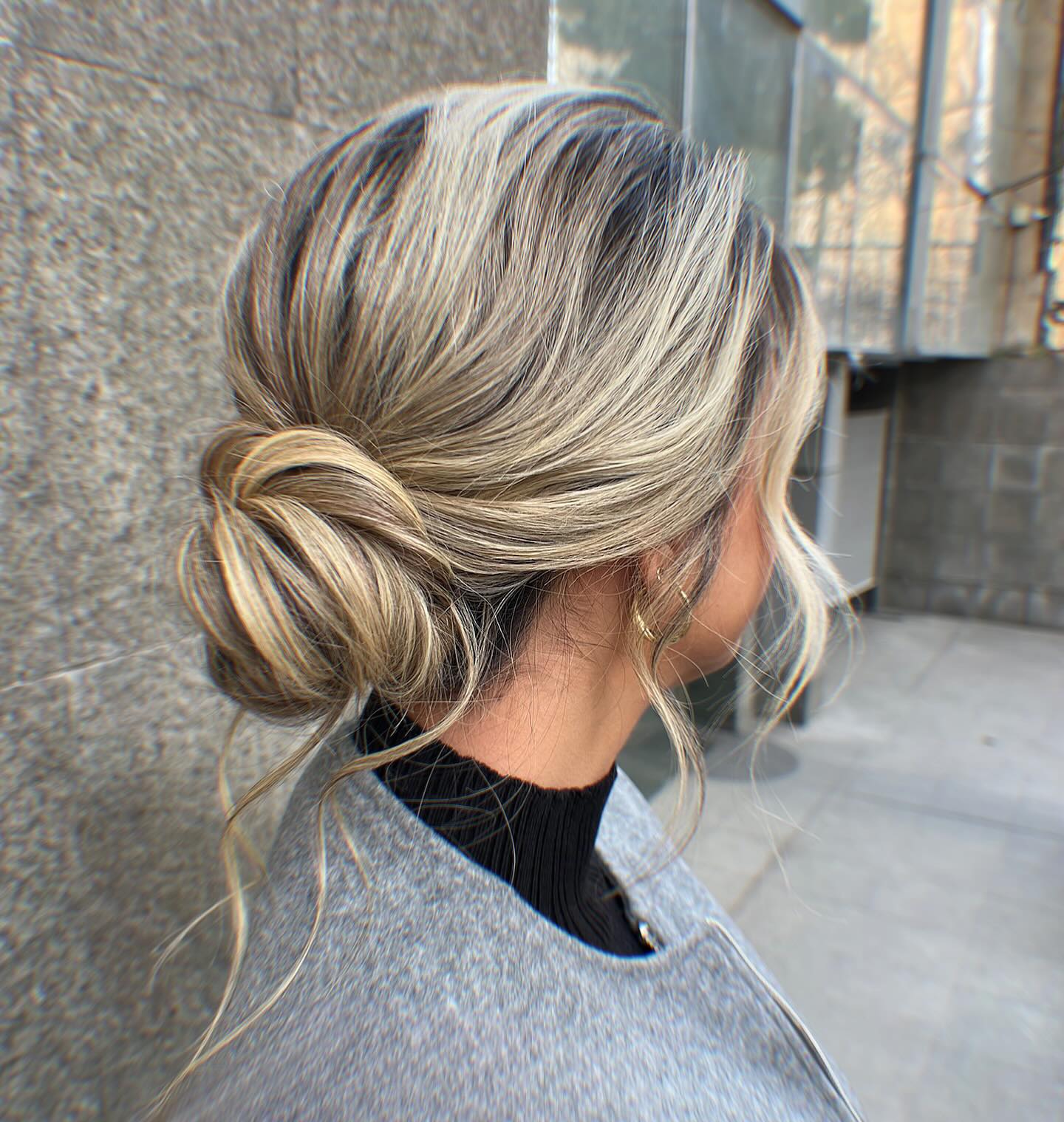 Soft Ash Blonde Loose Low Bun Soft Ash Blonde Loose Low Bun — Simple Updo Hair