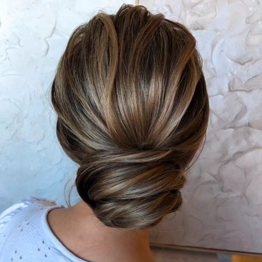 Intricate Brunette Low Updo Intricate Brunette Low Updo — Simple Updo Hair
