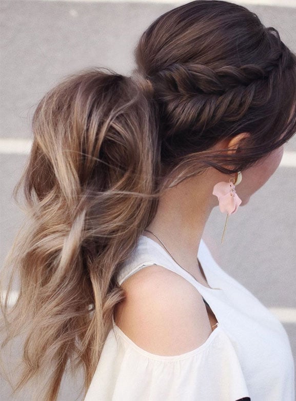 Braided Ponytail Voluminous Wavy Braided Ponytail Voluminous Wavy — Simple Updo Ponytail