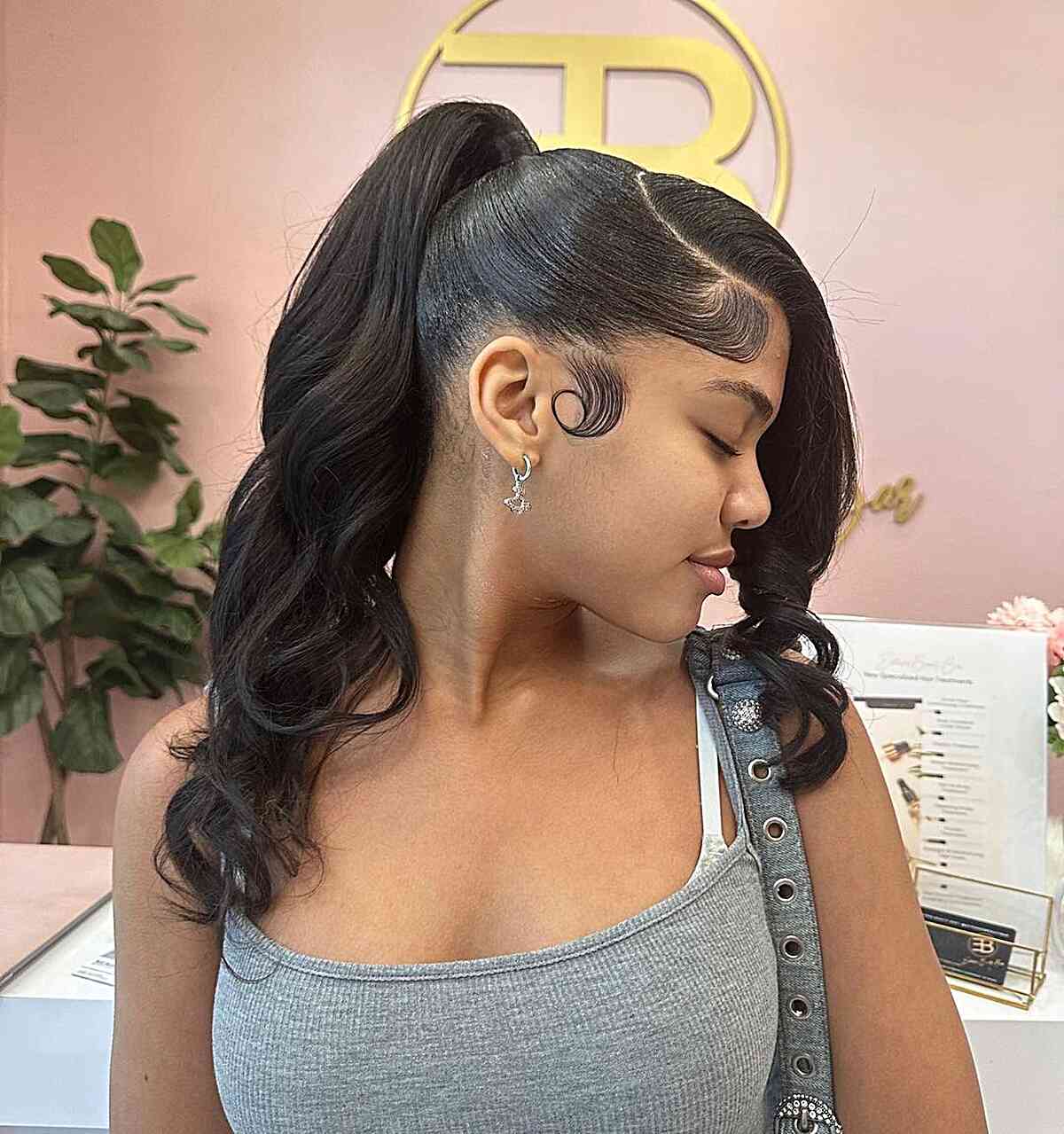 High Ponytail Baby Hairs Black High Ponytail Baby Hairs Black — Simple Updo Ponytail