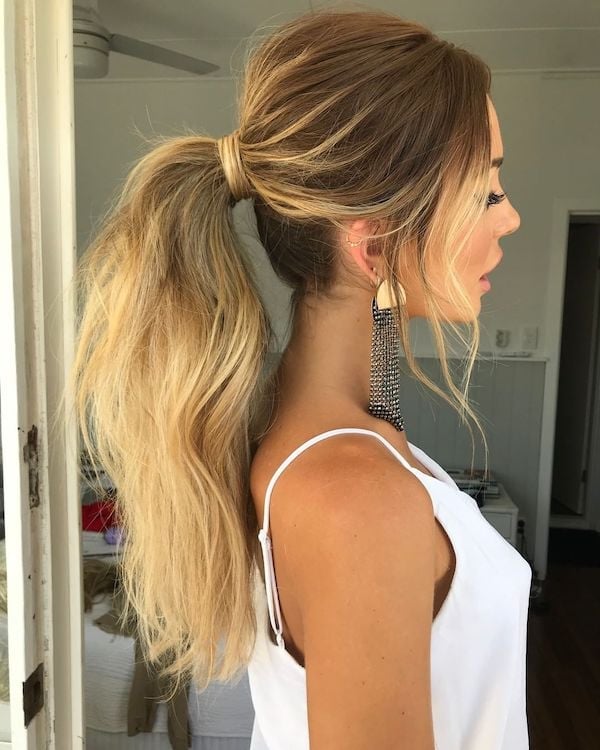 High Volume Ponytail Ash Blonde Balayage High Volume Ponytail Ash Blonde Balayage — Simple Updo Ponytail