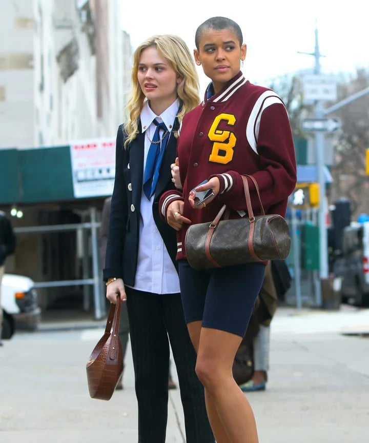 Burgundy Varsity Jacket With Biker Shorts — Simple Varsity Jacket Outfits