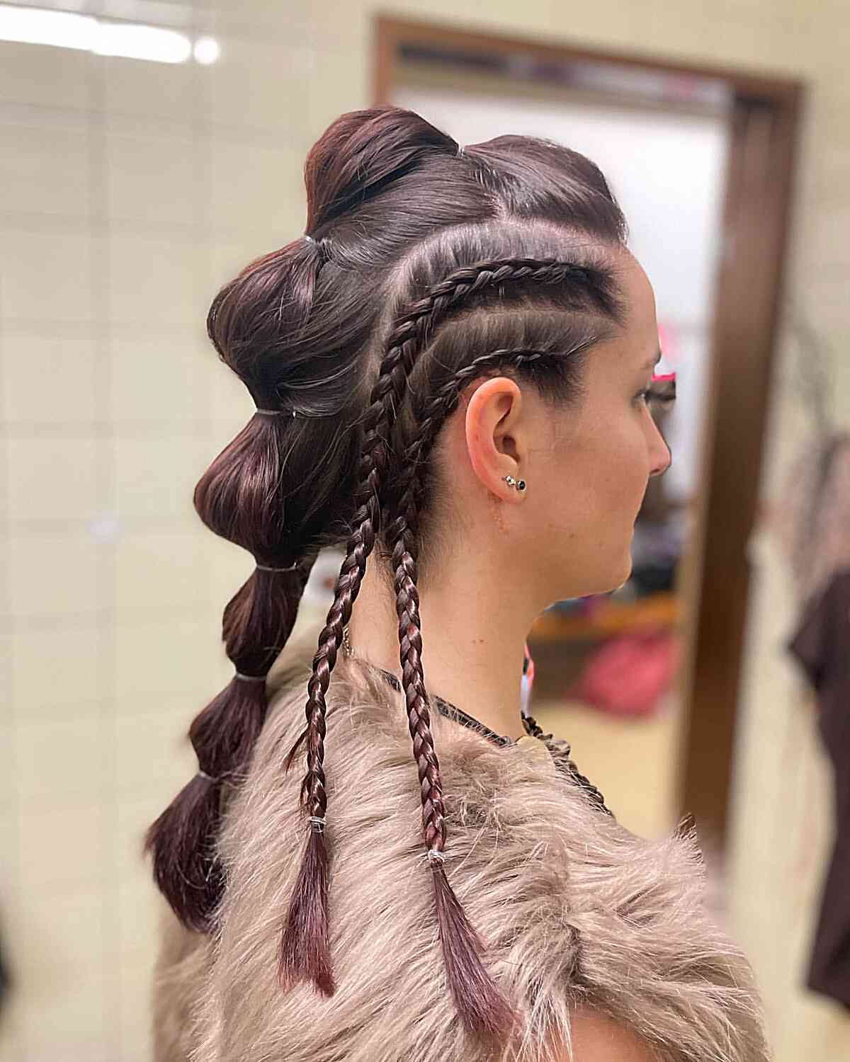 Dark Brown Mohawk With Braided Sides — Simple Viking Braids
