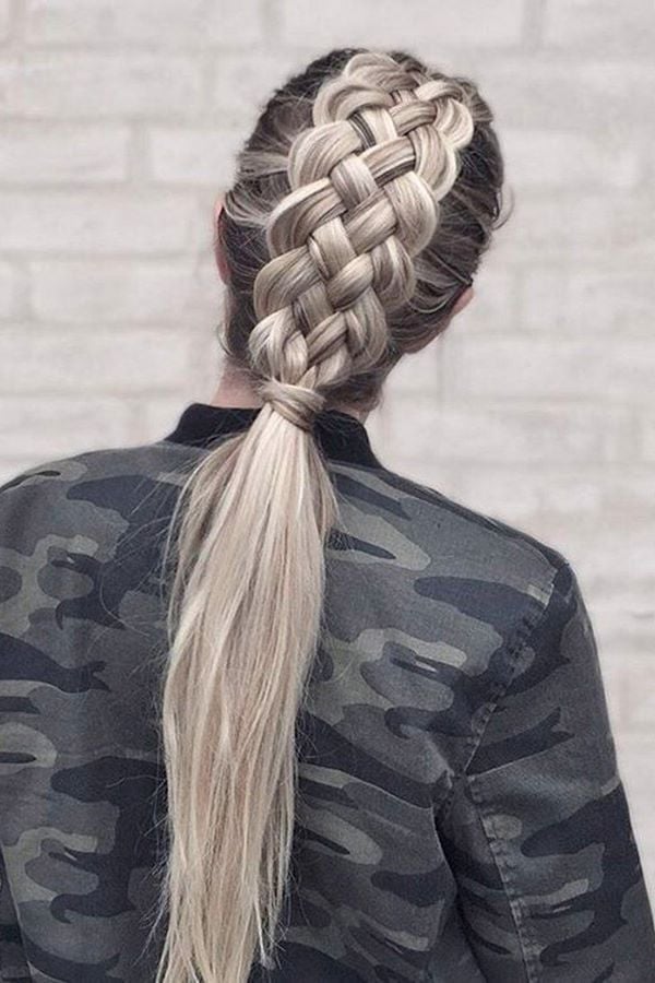 Dark Blonde Dutch Braid Into Ponytail — Simple Viking Braids