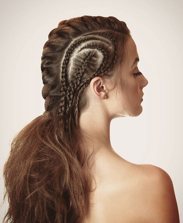 Undercut With Braids and Wavy Ponytail — Simple Viking Braids