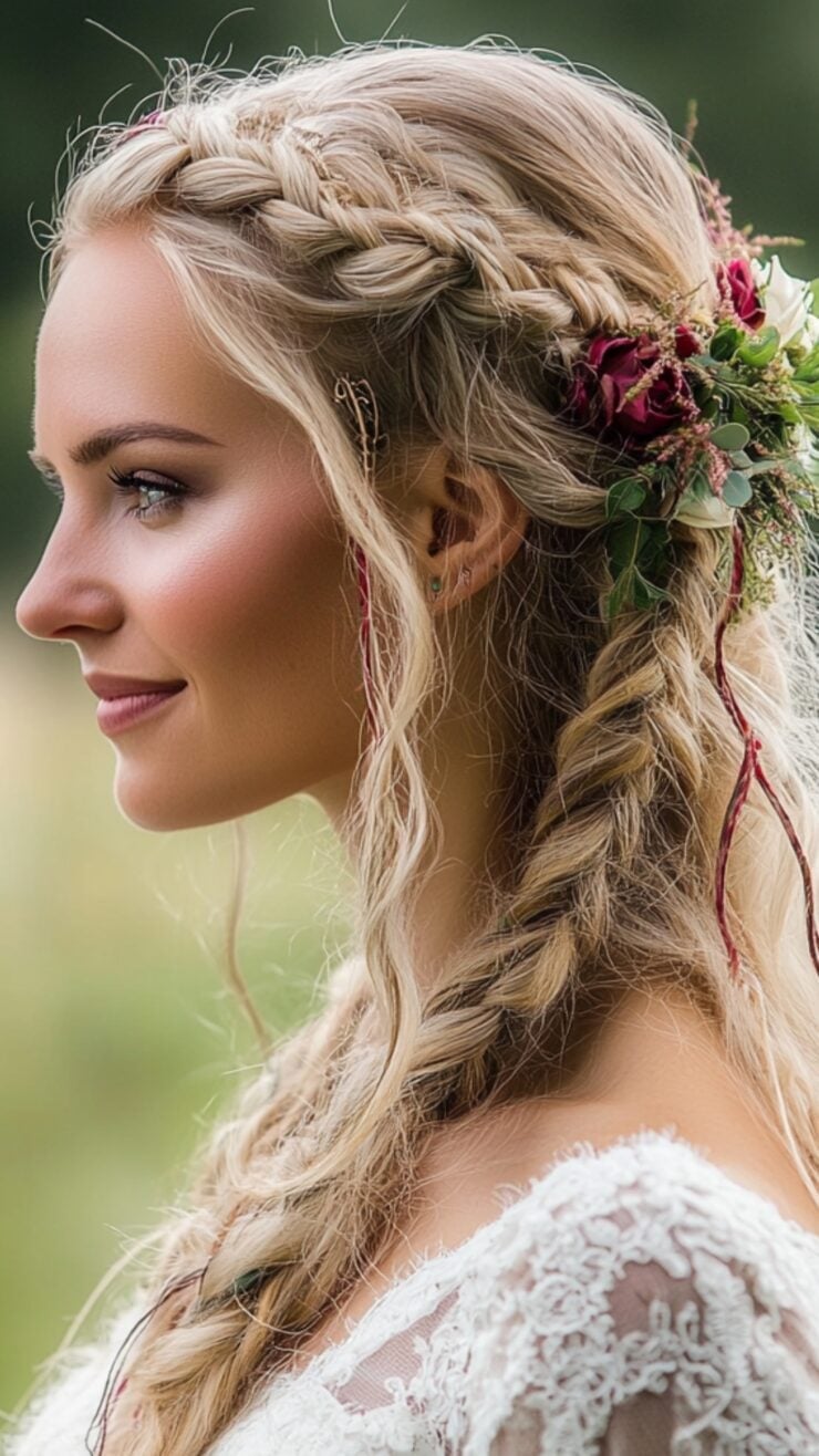 Blonde Braided Crown With Loose Braids — Simple Viking Braids