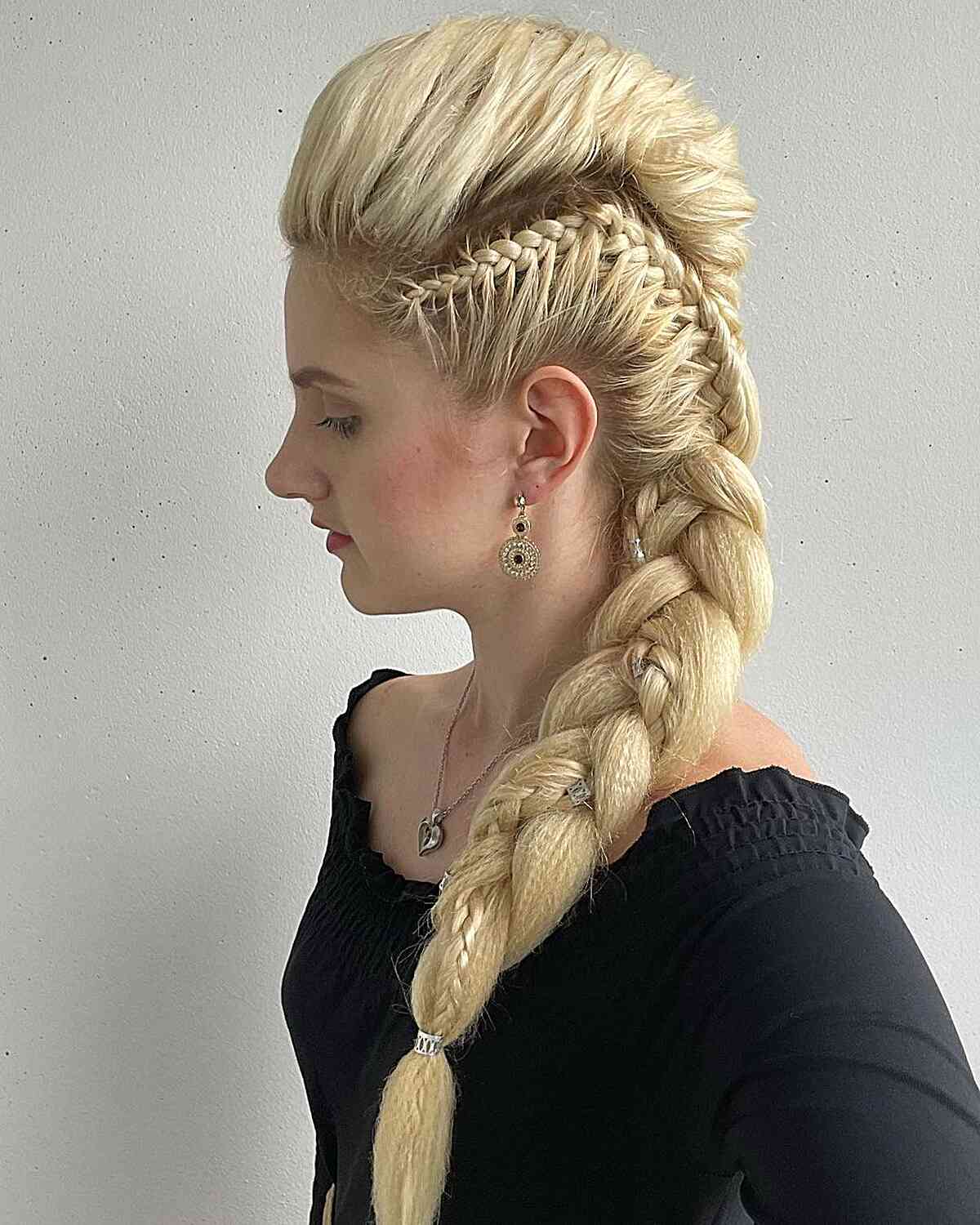Blonde Mohawk With Large Central Braid — Simple Viking Braids