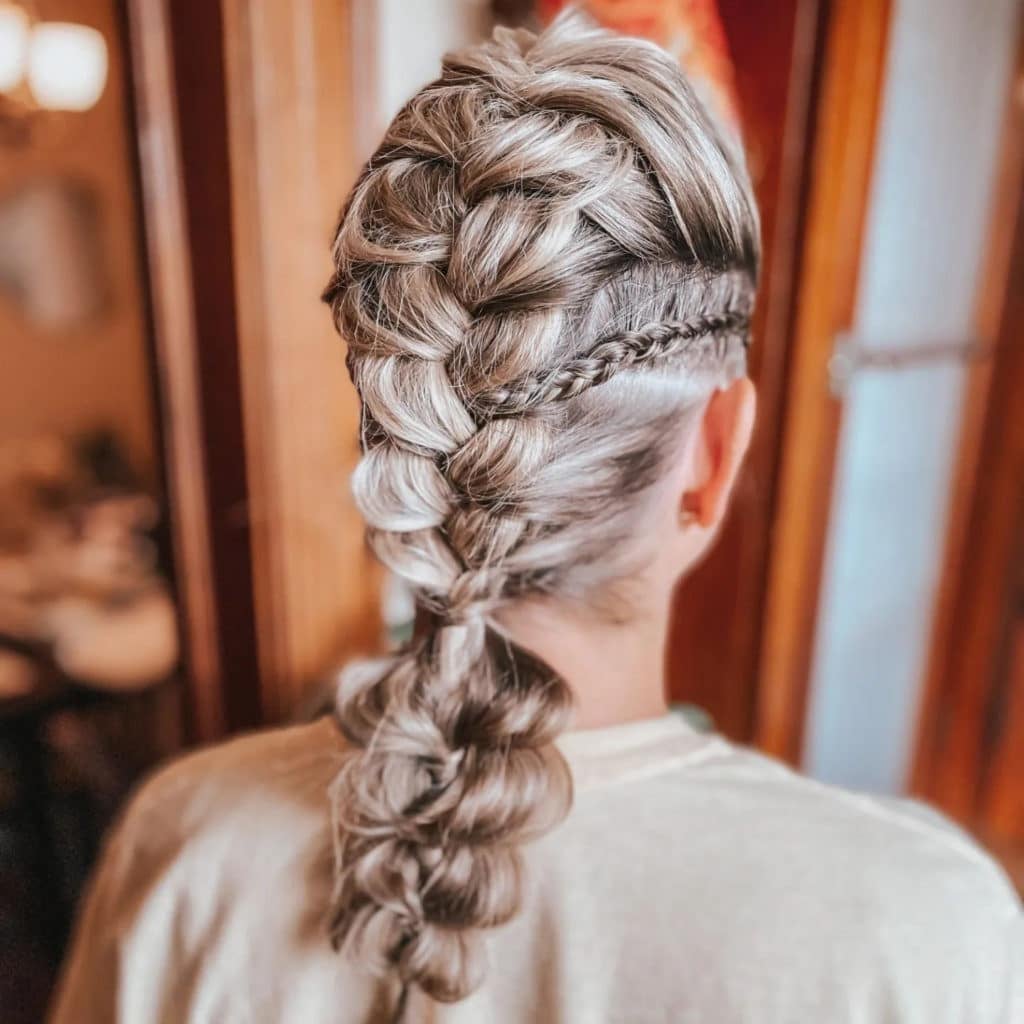Ash Blonde Crown With Braided Ponytail — Simple Viking Braids