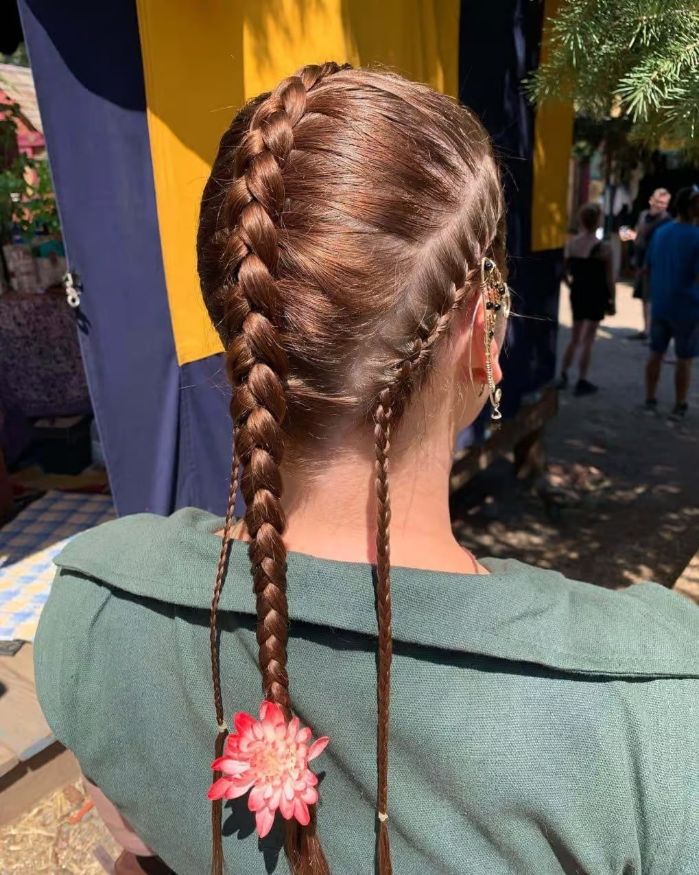 Medium Brown Dutch Braids With Accent Braids — Simple Viking Braids