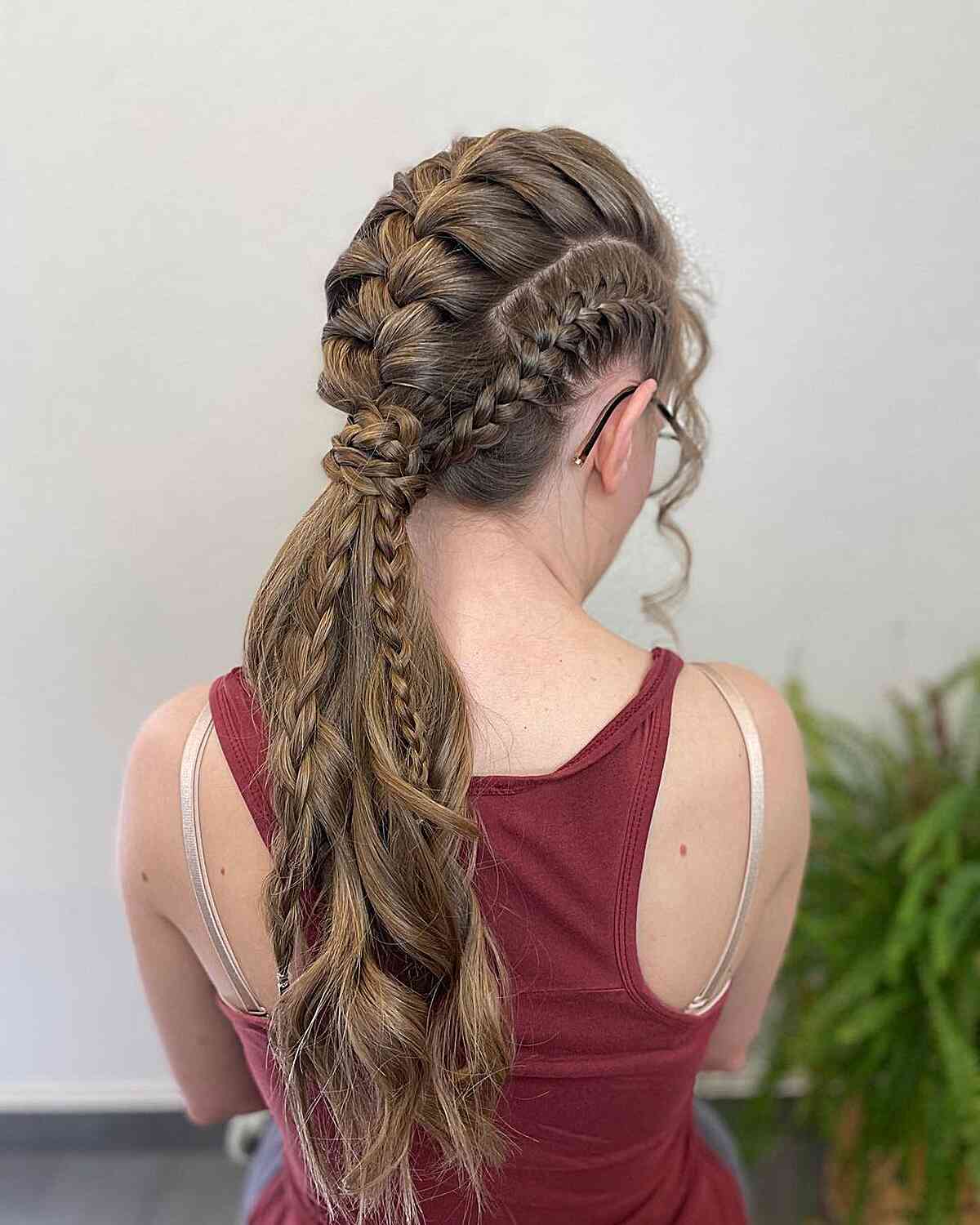 Blonde Mid-Back Ponytail With Multiple Braids — Simple Viking Braids