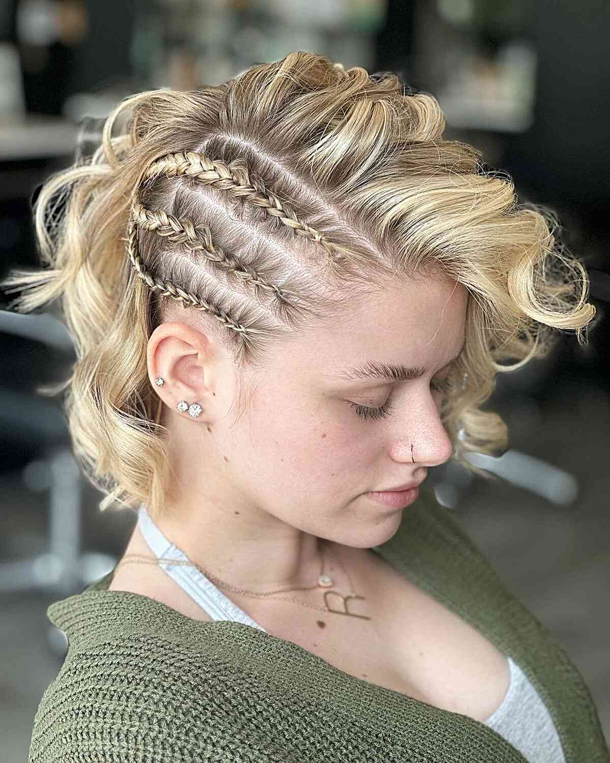 Short Blonde Undercut With Intricate Side Braids — Simple Viking Braids