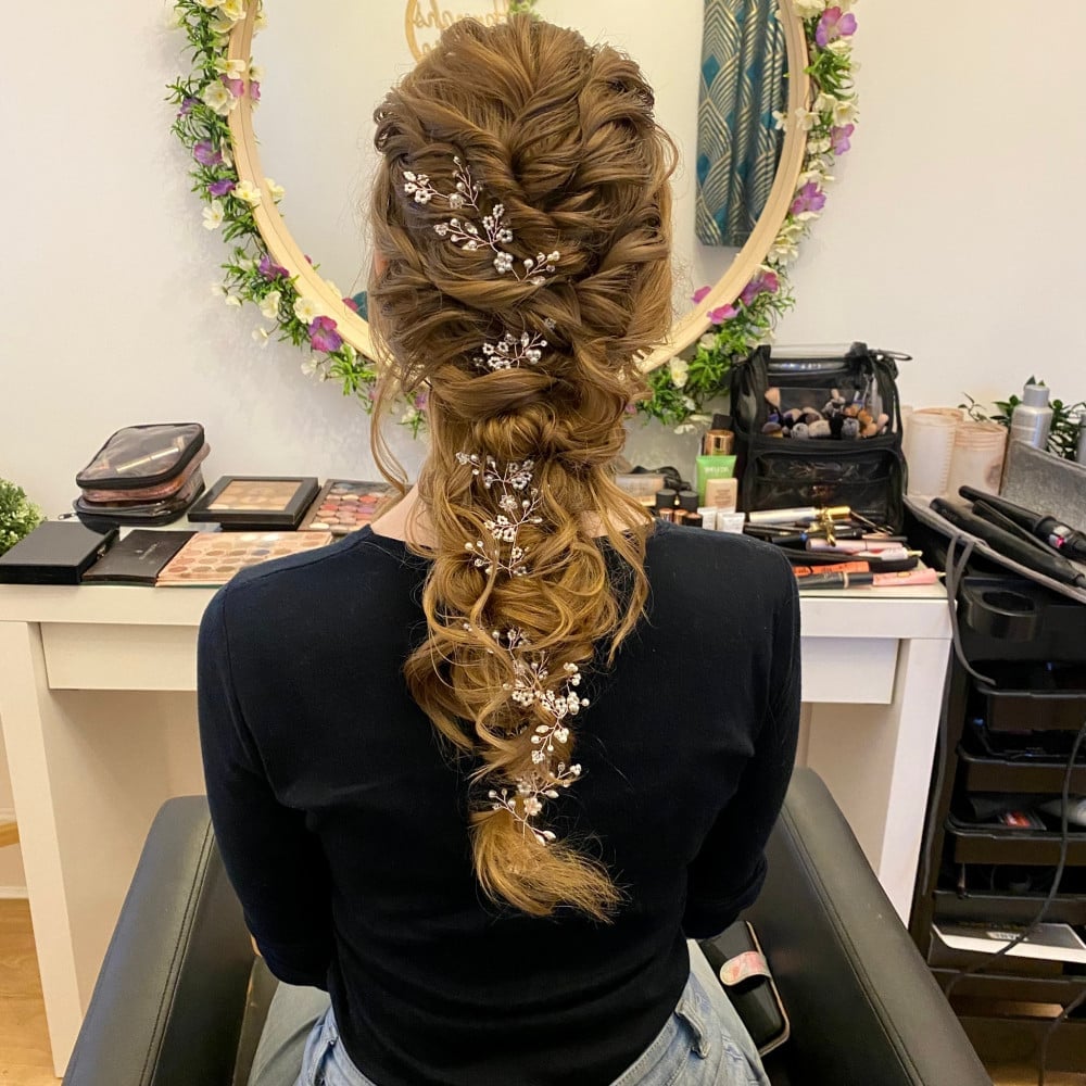 Braided Ponytail With Jeweled Accessories — Simple Wedding Hairstyles for Long Hair