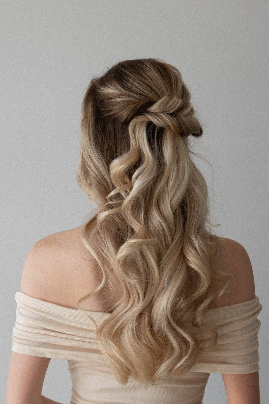 Half-Up Half-Down With Twisted Detail — Simple Wedding Hairstyles for Long Hair