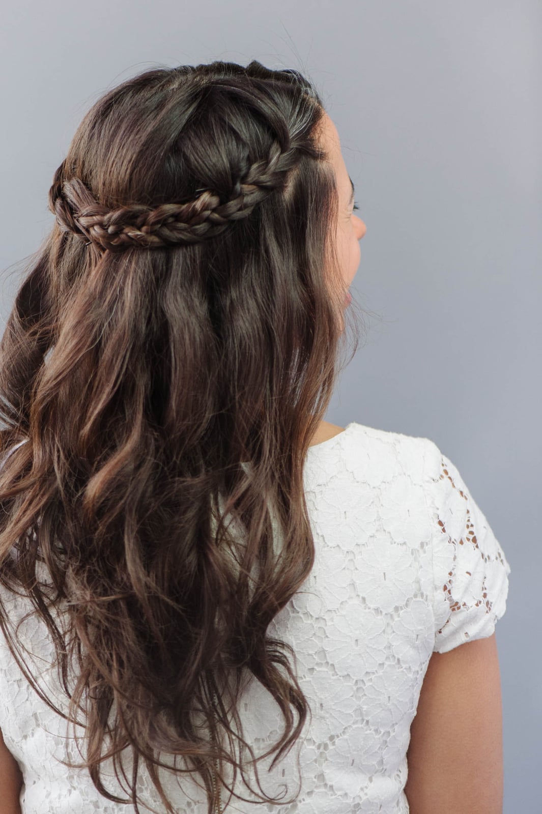 Braided Crown With Loose Waves — Simple Wedding Hairstyles for Long Hair