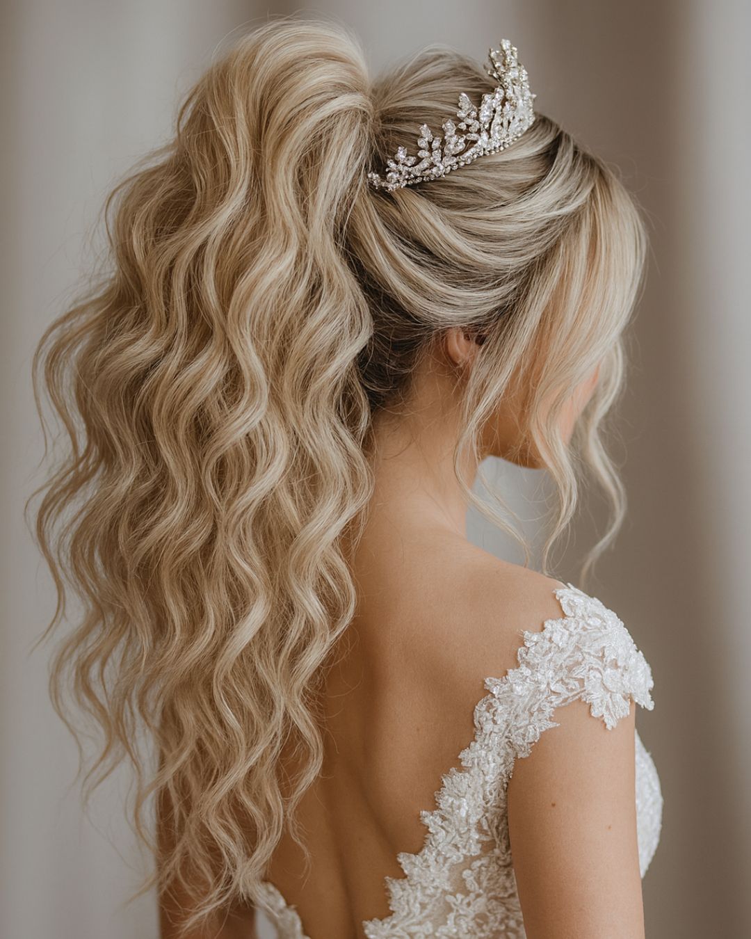 High Voluminous Ponytail With Curls — Simple Wedding Hairstyles for Long Hair