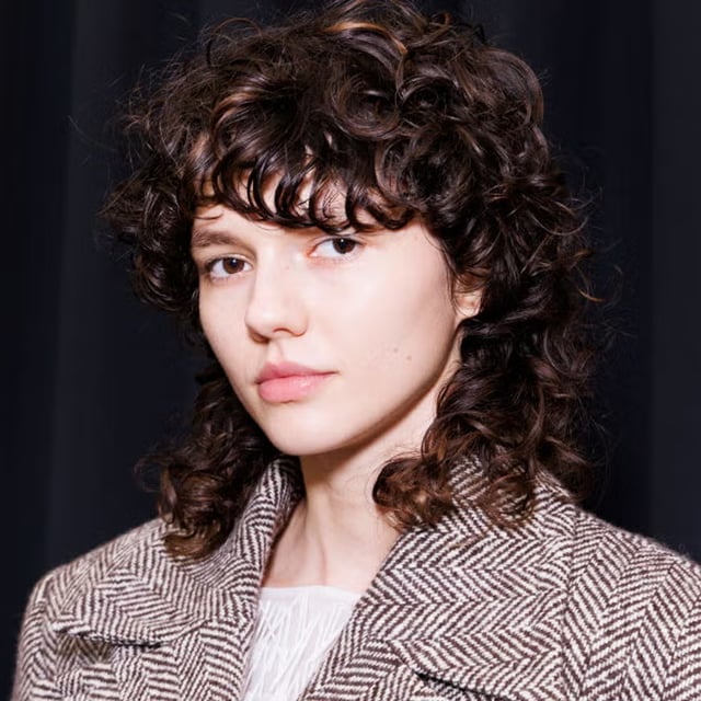 Shoulder Length Dark Brown Wolf Cut With Curly, Office-Safe Version — Simple Wolf Cut