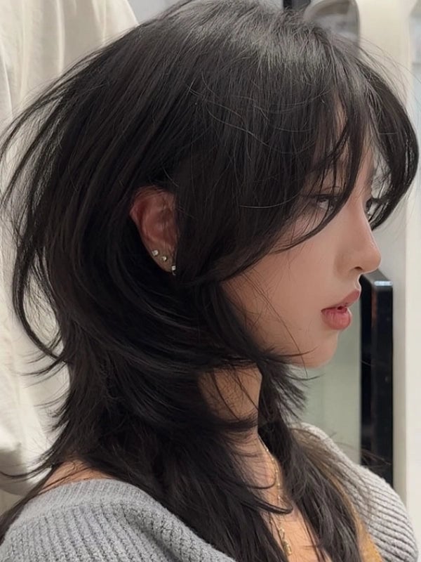 Collarbone Wolf Cut With Wispy Bangs — Simple Wolf Cut