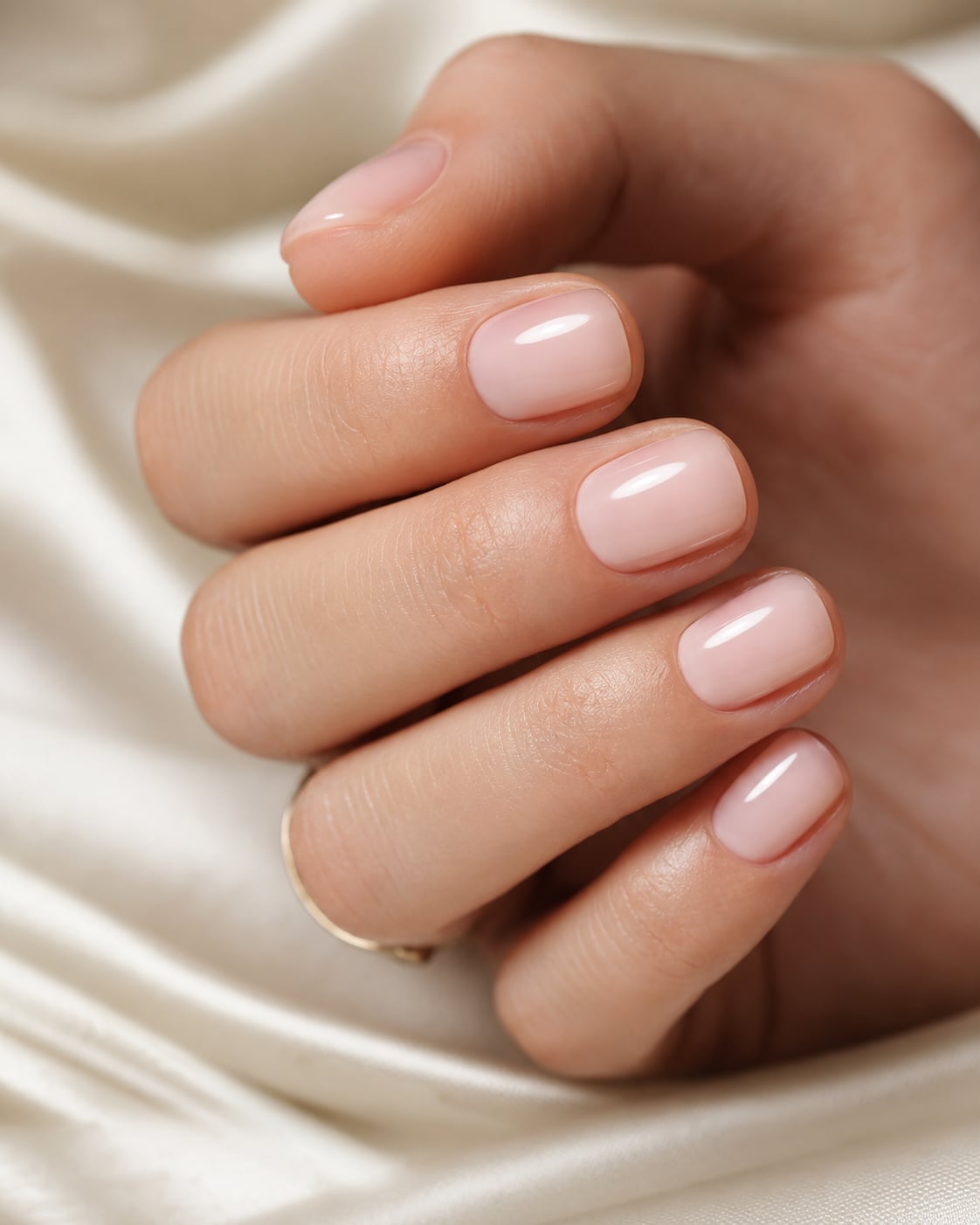 Sheer Milky Pink Squoval Nails