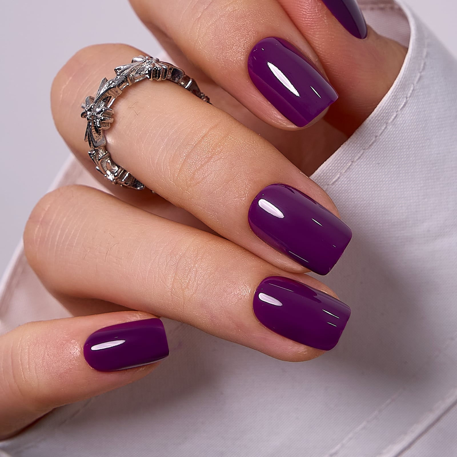 Deep Plum Purple Squoval Nails