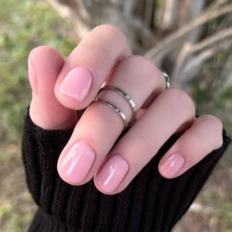 Matte Soft Pink Square with Winter Art — Squoval Nails