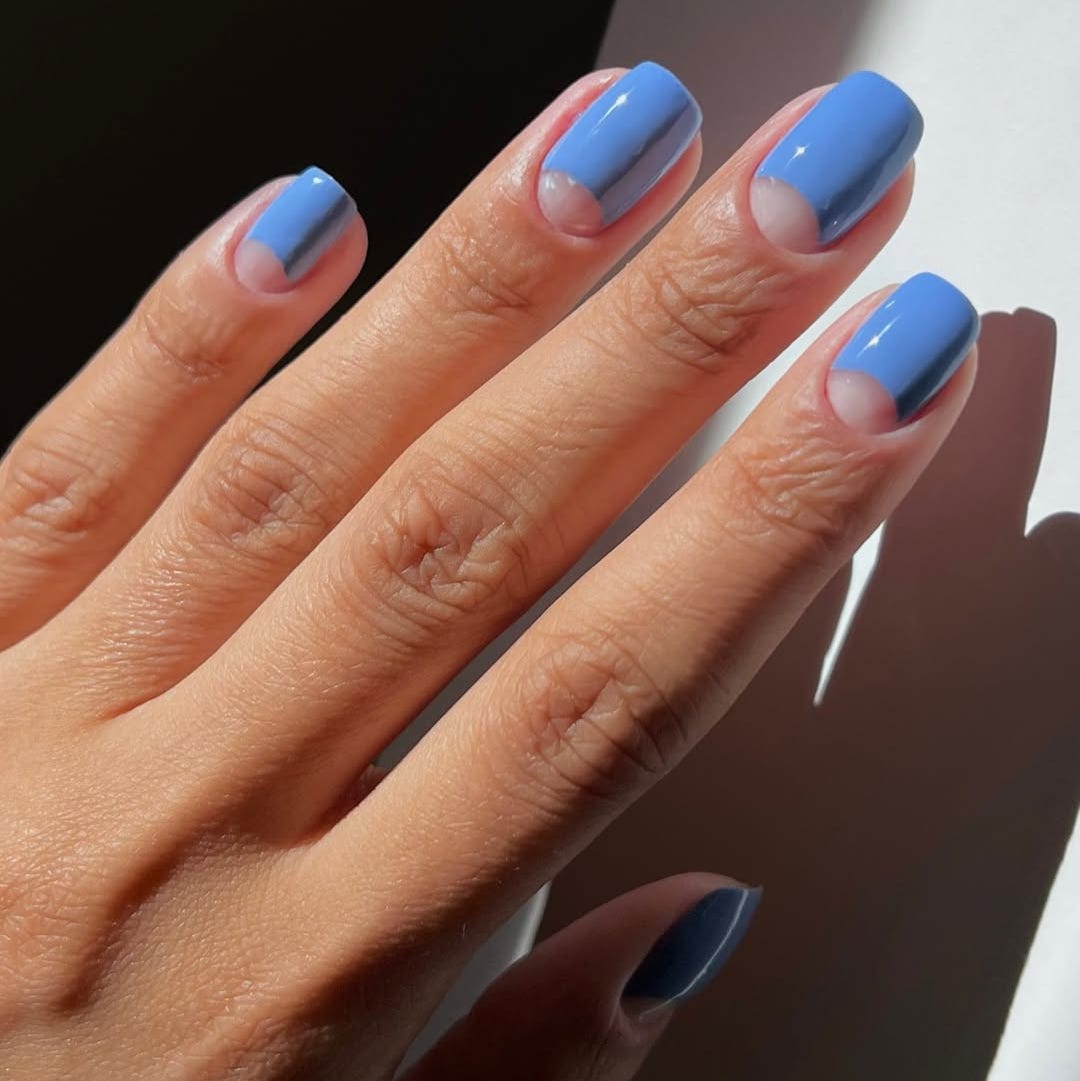 Periwinkle Blue Half-Moon Squoval Nails