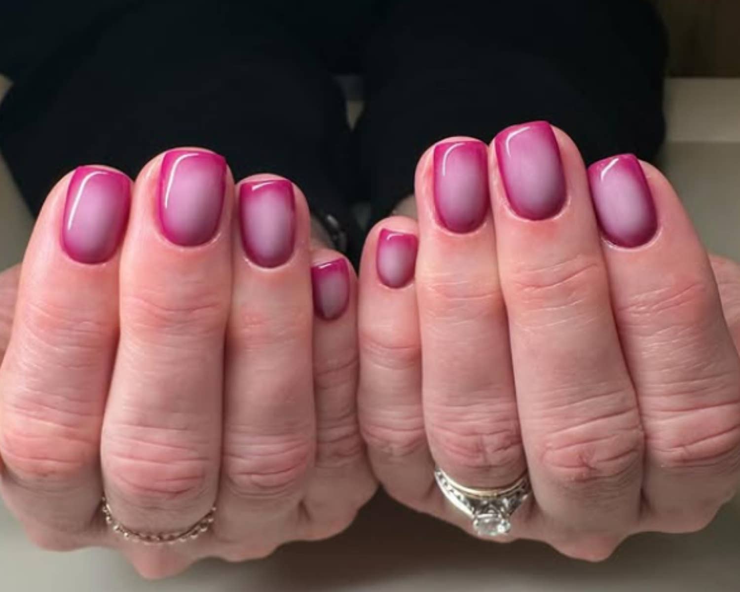 Pink to White Gradient Squoval Nails
