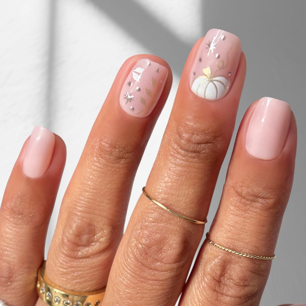 Long Soft Square with Heart Line Art — Squoval Nails