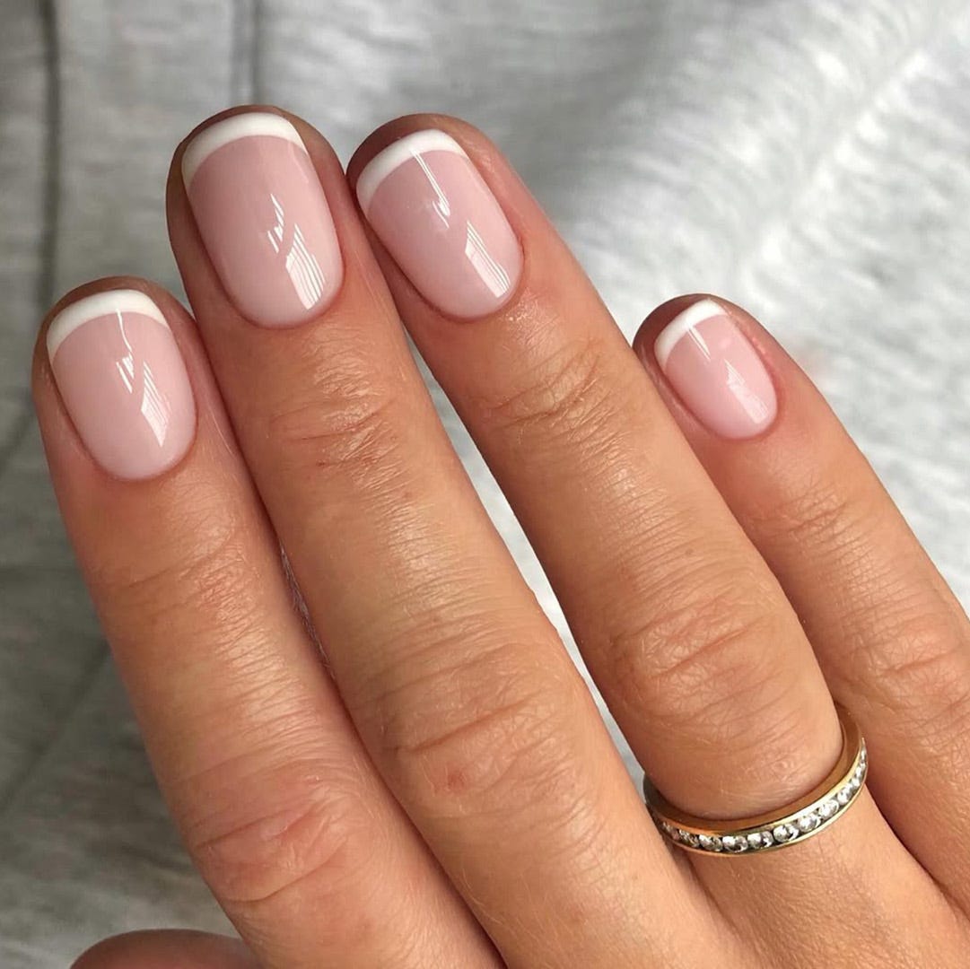 Classic White Tip Squoval Nails