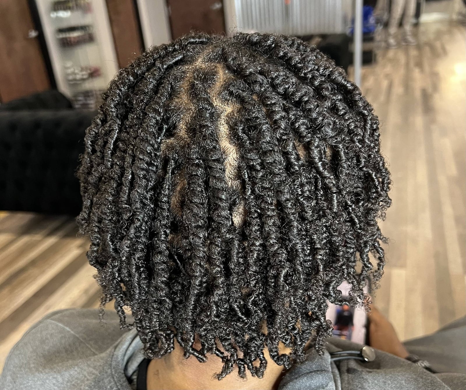 Short Twisted Starter Locs Back View
