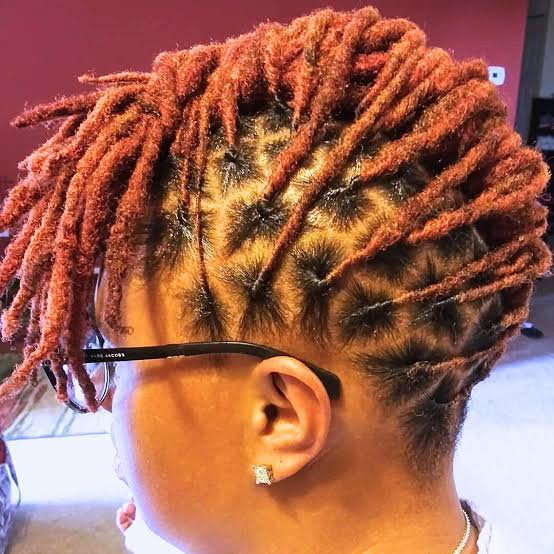 Shoulder Length Red Starter Locs with Undercut