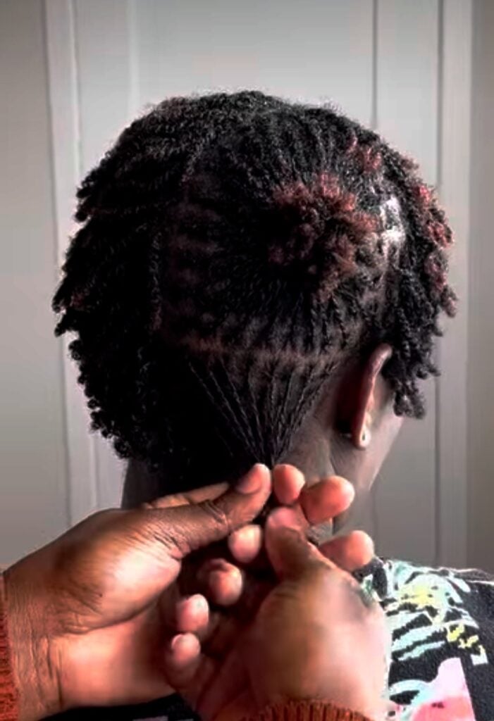 Short Twisted Locs with Red Highlights — Starter Locs