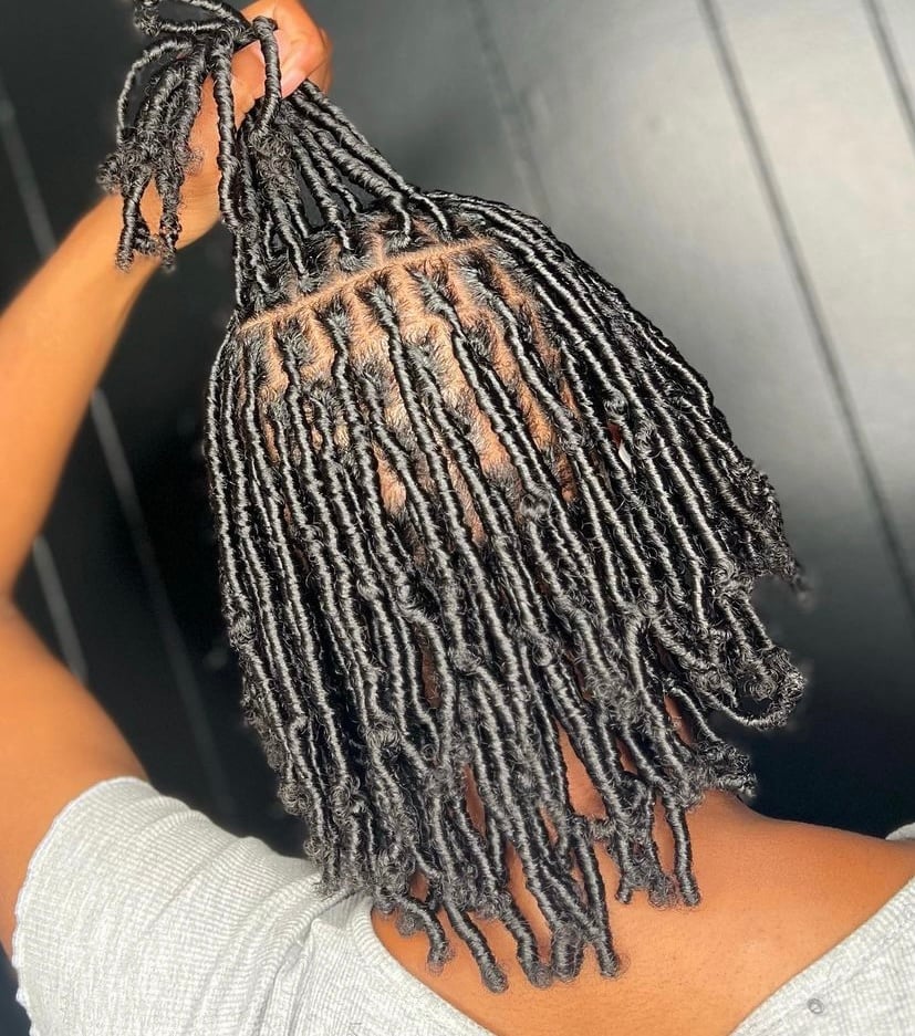 Chin Length Twisted Locs Warm Tone Ends — Starter Locs