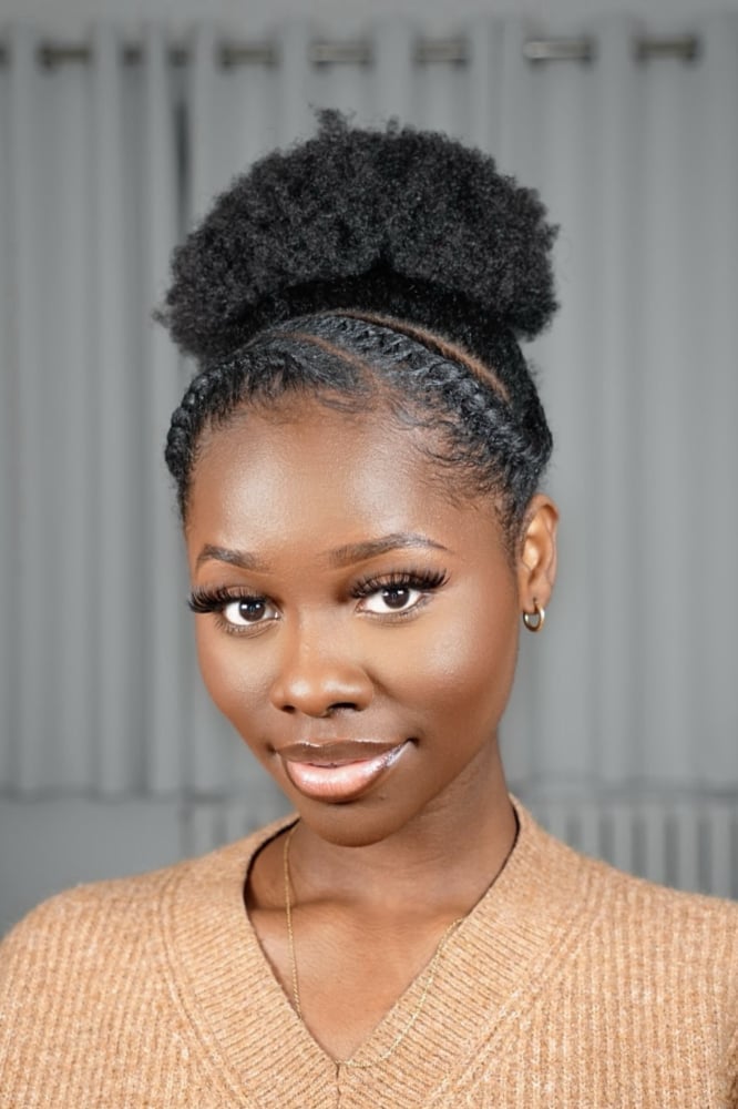 High Puff With Braided Accents High Puff With Braided Accents — Trendy 4c Hair