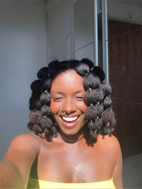 Collarbone Bob With Bubble Braid Effect Collarbone Bob With Bubble Braid Effect — Trendy 4c Hair