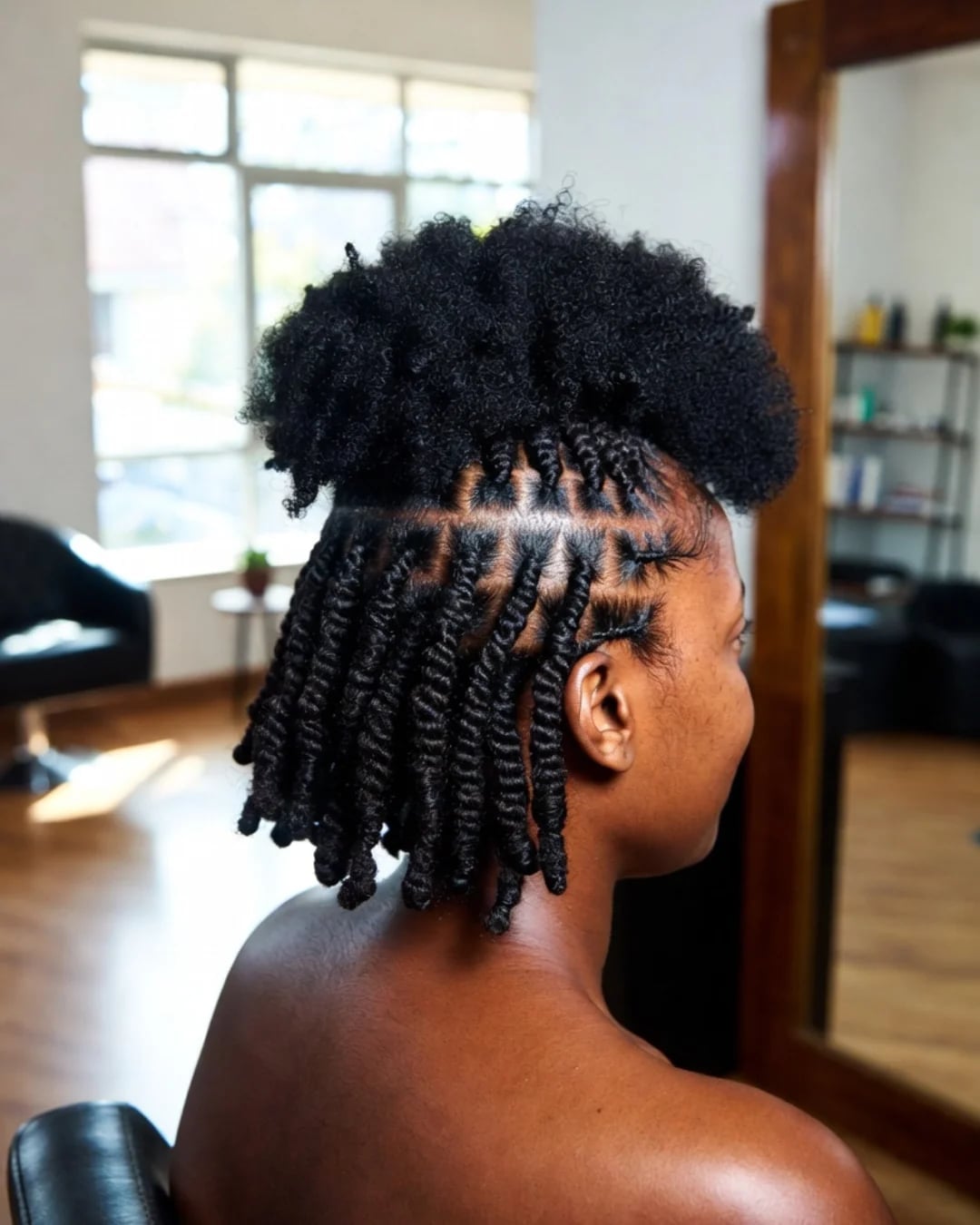 Shoulder Length Mohawk Twist-Out With Braids Shoulder Length Mohawk Twist-Out With Braids — Trendy 4c Hair