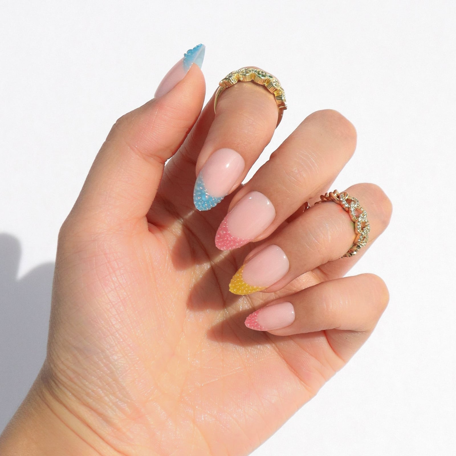 Nude Glitter Tip Short Almond Nails Nude Glitter Tip Short Almond Nails — Trendy Almond Nails