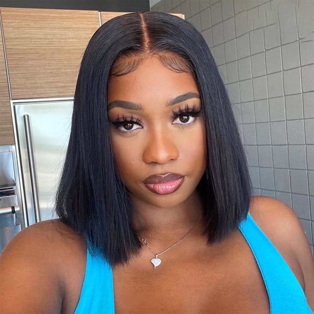 Sleek Collarbone Bob With Lace Front — Trendy Black Wig