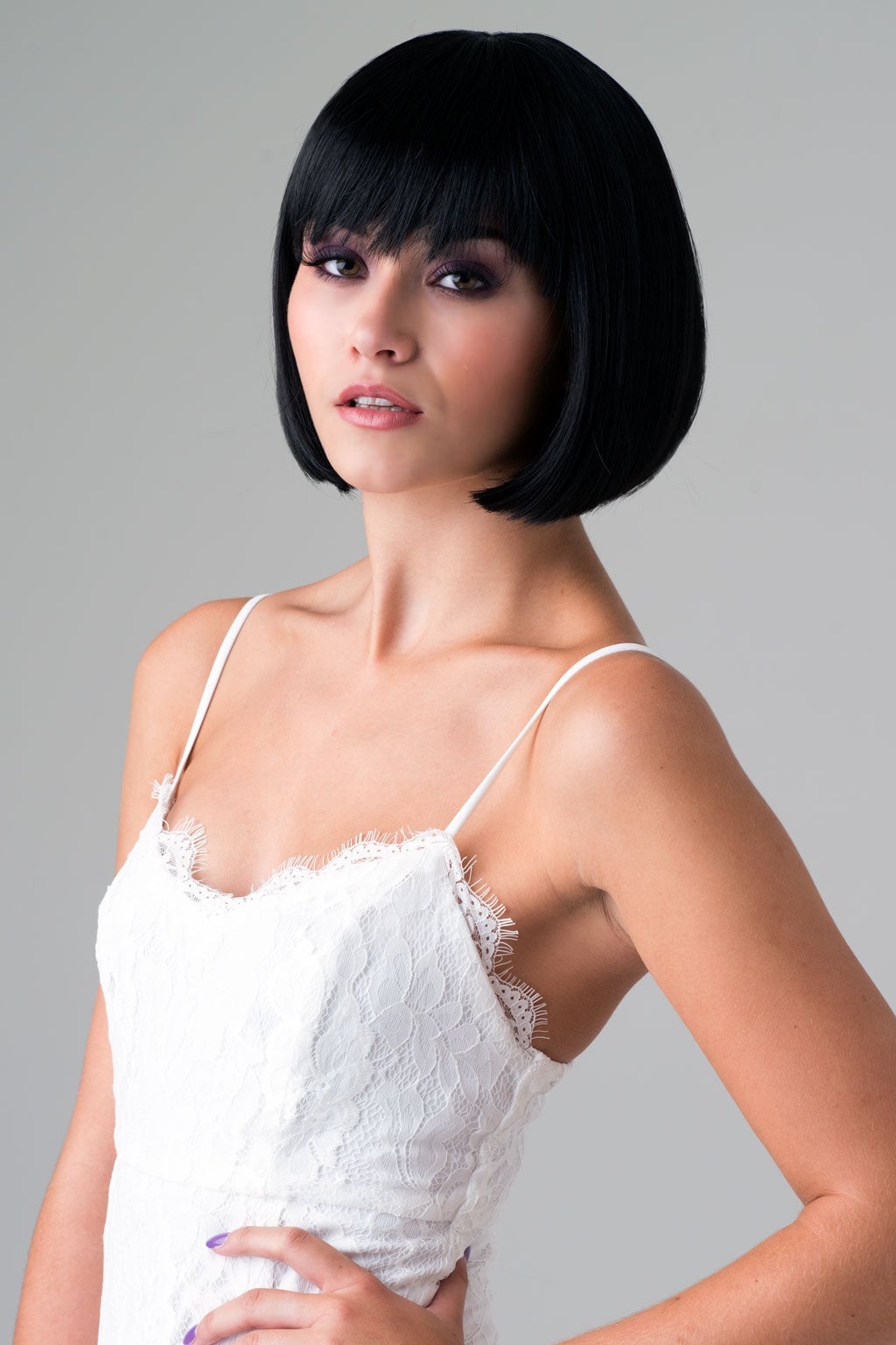 Blunt Black Bob With Straight Bangs — Trendy Black Wig