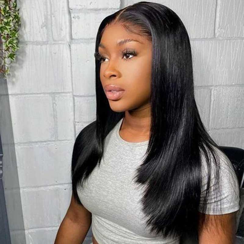 Collarbone Length Black With Face-Framing Layers — Trendy Black Wig