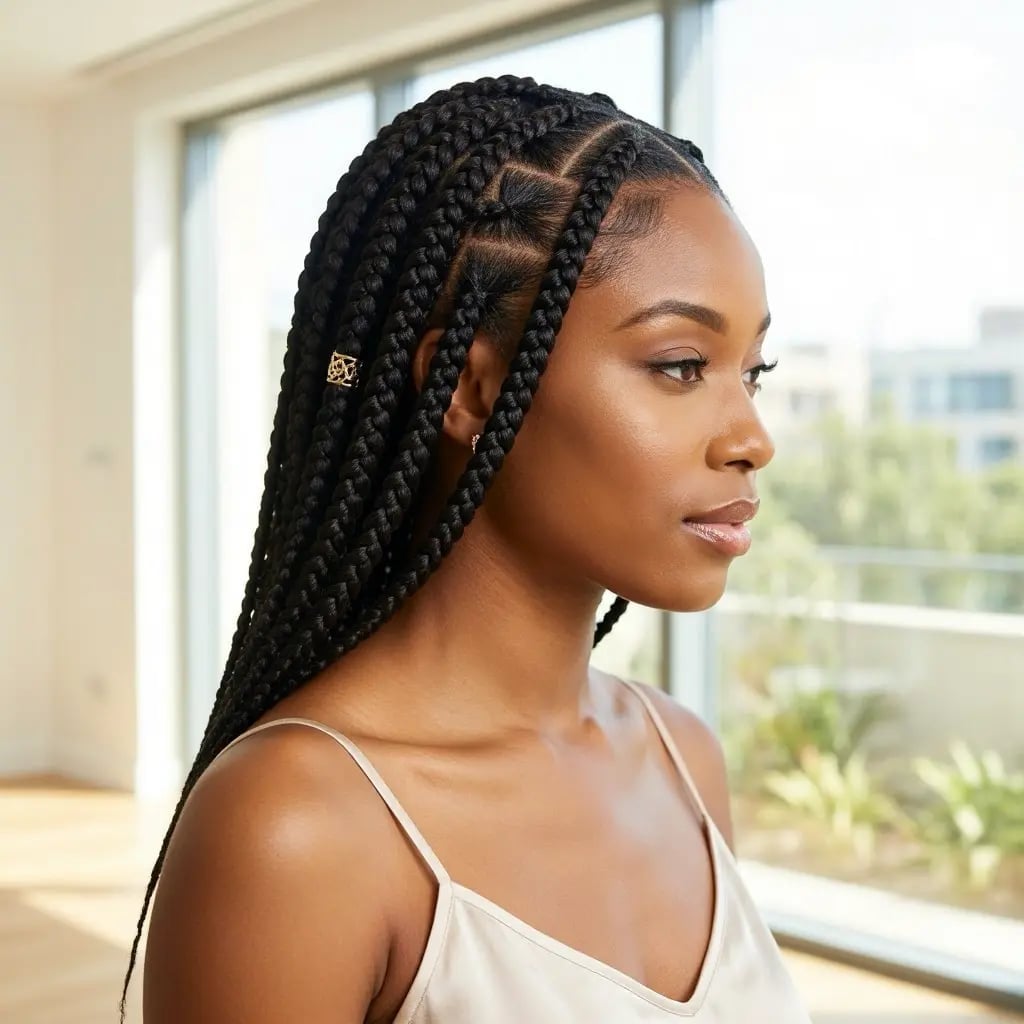 Large Uniform Box Braids to Mid-Back — Trendy Braids to the Back