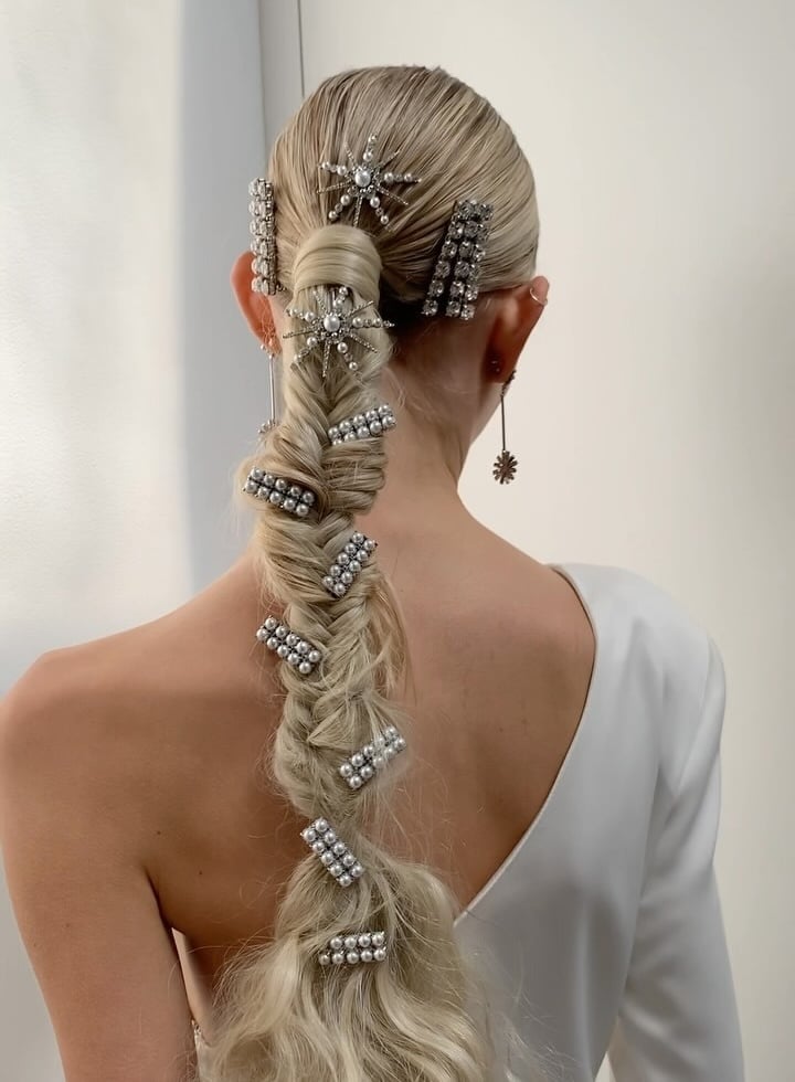 Blonde Fishtail Braid with Star Accessories — Trendy Braids to the Back