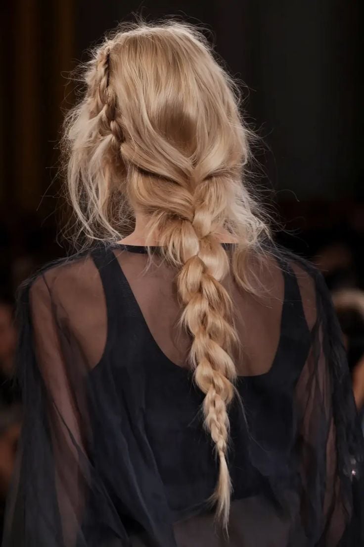 Loose Blonde Fishtail Braid with Face-Framing Strands — Trendy Braids to the Back