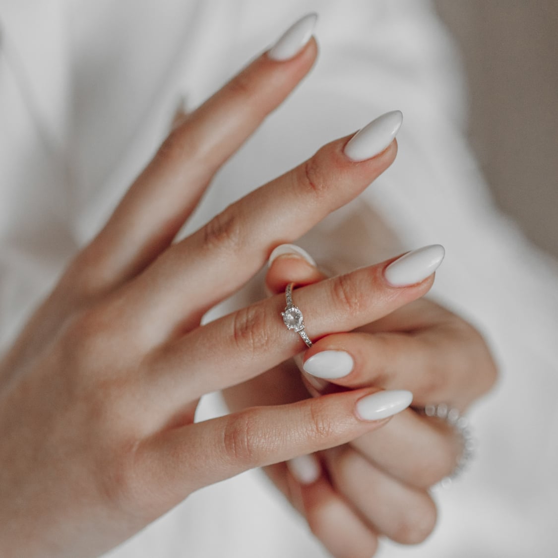 Opaque Matte White Oval Nails — Trendy Bridal Nails